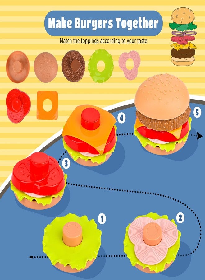 Fegalop Pretend Play Fast Food Set,Play Food for Kids with Take Apart Burger and Hot Dog Plastic Toys Food,Play Kitchen Accessories Role Play Toys Christmas Birthday Gift for Kids Toddler Boys Girls - Image 4